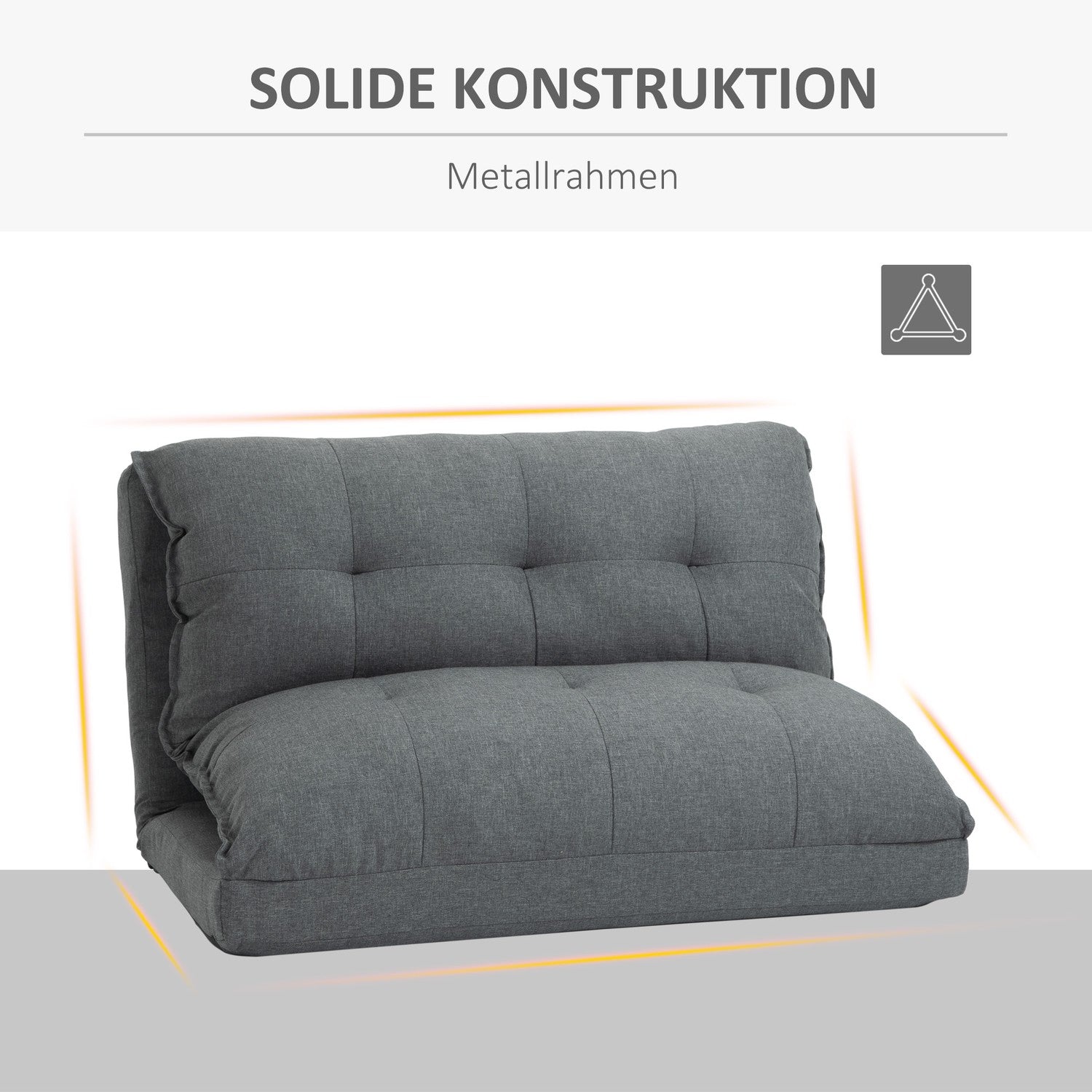 Justerbar grå golvstol – 13-positions bäddsoffa, linne