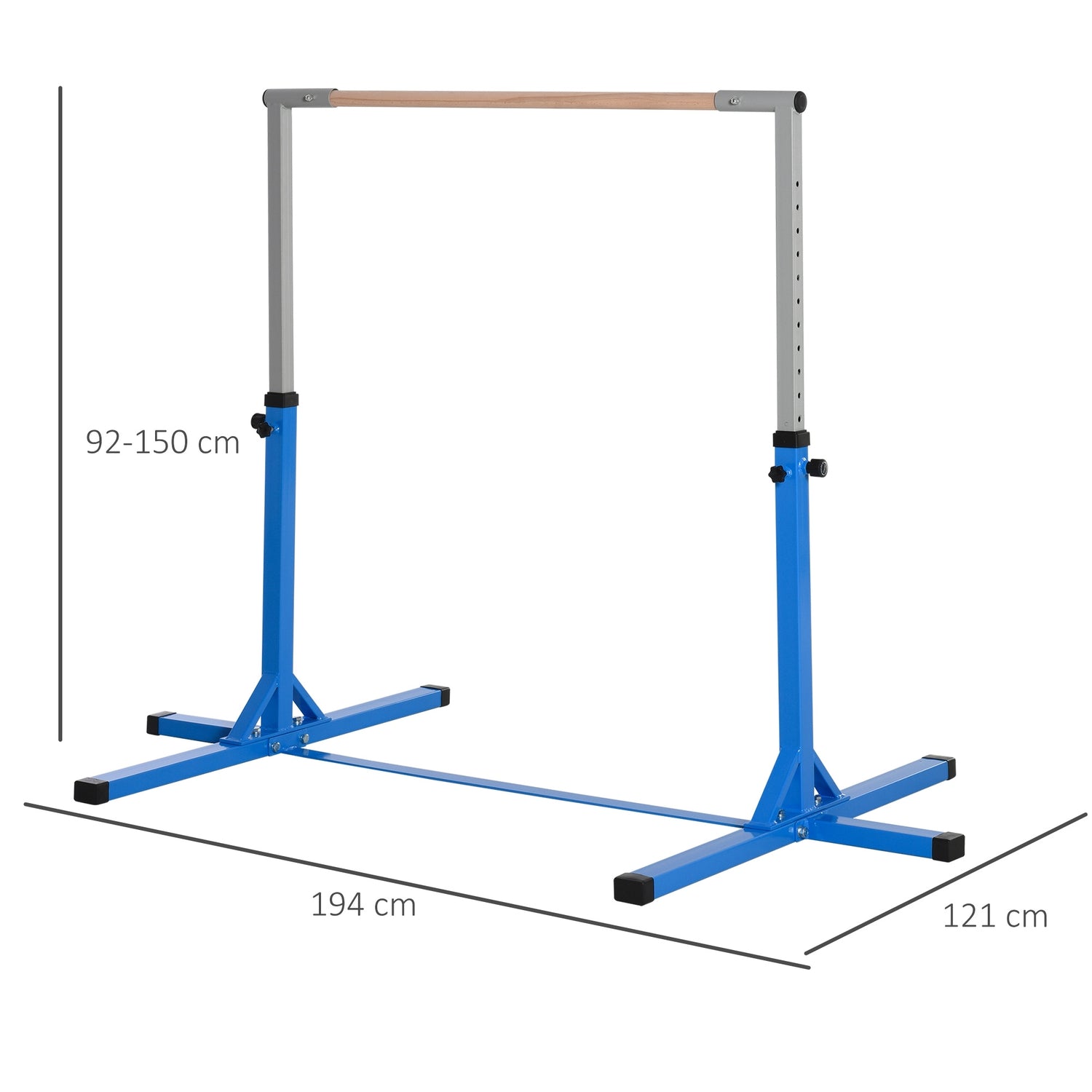 Justerbar gymnastikstång, 75 kg last, stål och trä
