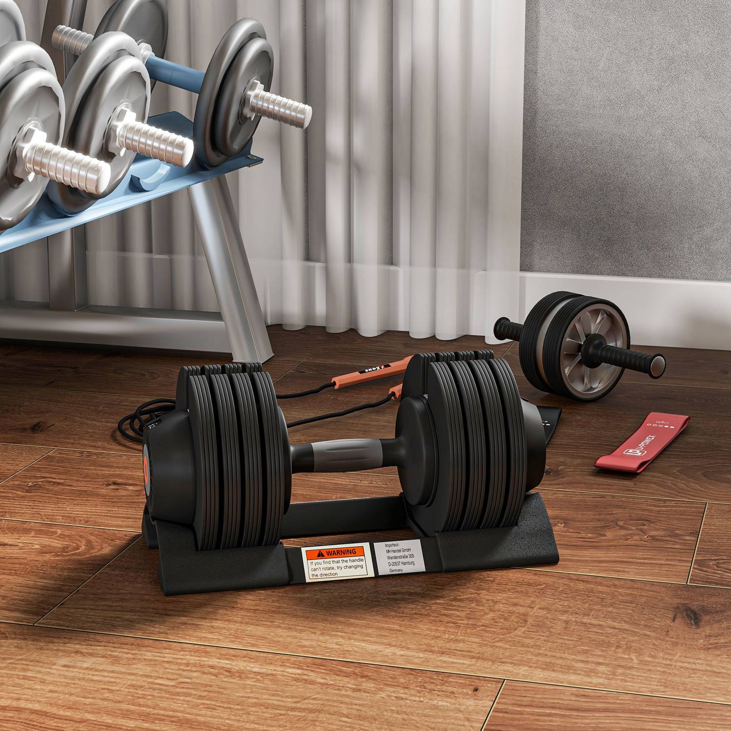 Justerbar hantelsats – 7 till 24 kg, halkfritt grepp