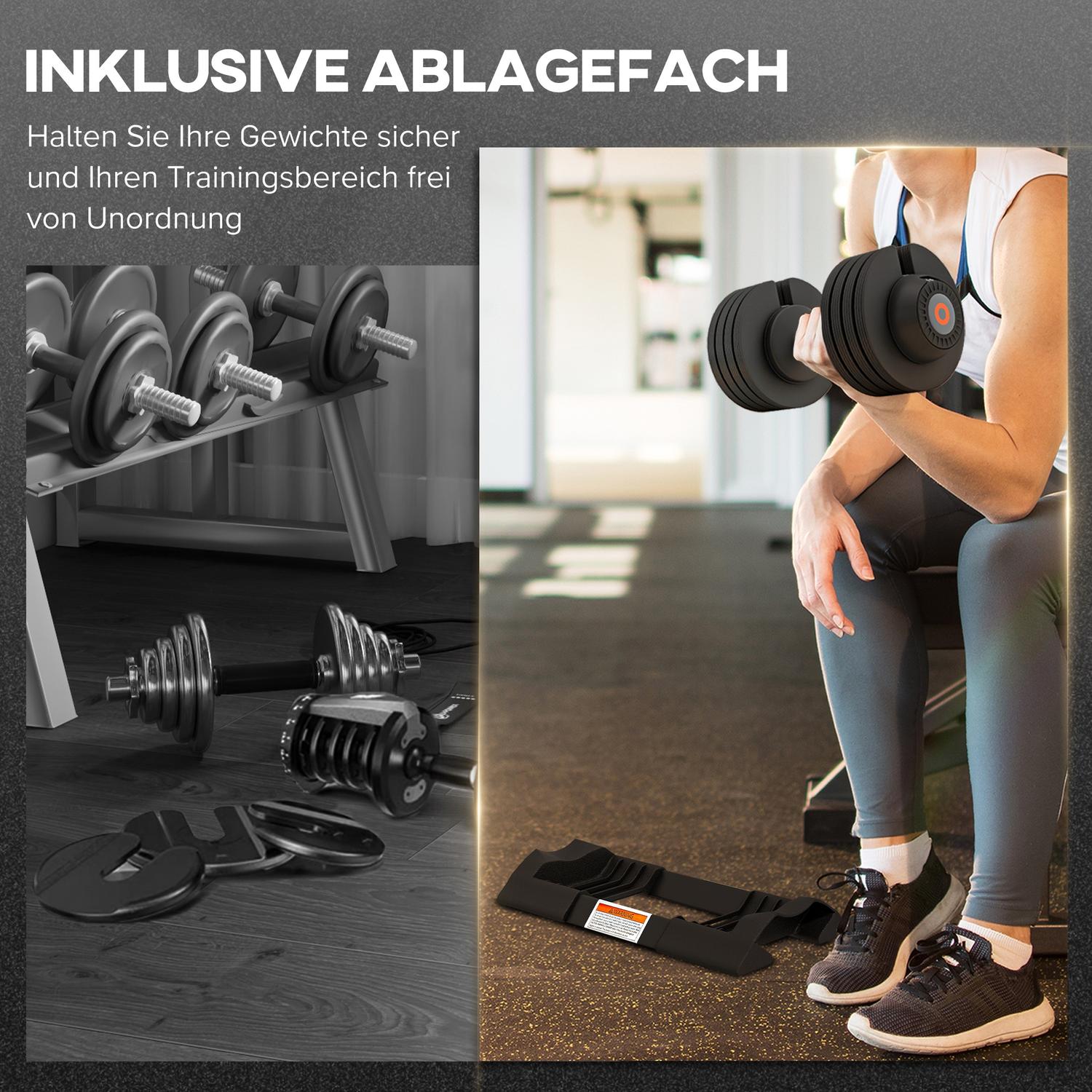 Justerbar hantelsats – 7 till 24 kg, halkfritt grepp