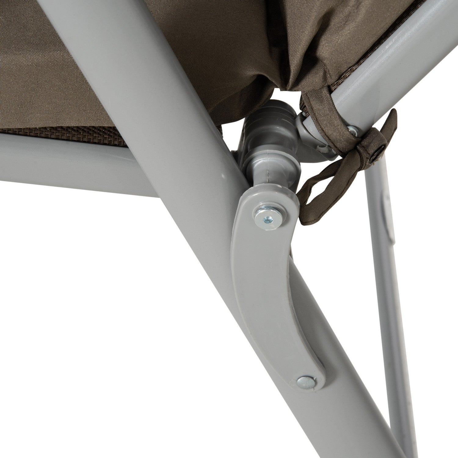 Justerbar hopfällbar solstol med kudde, brun/silver