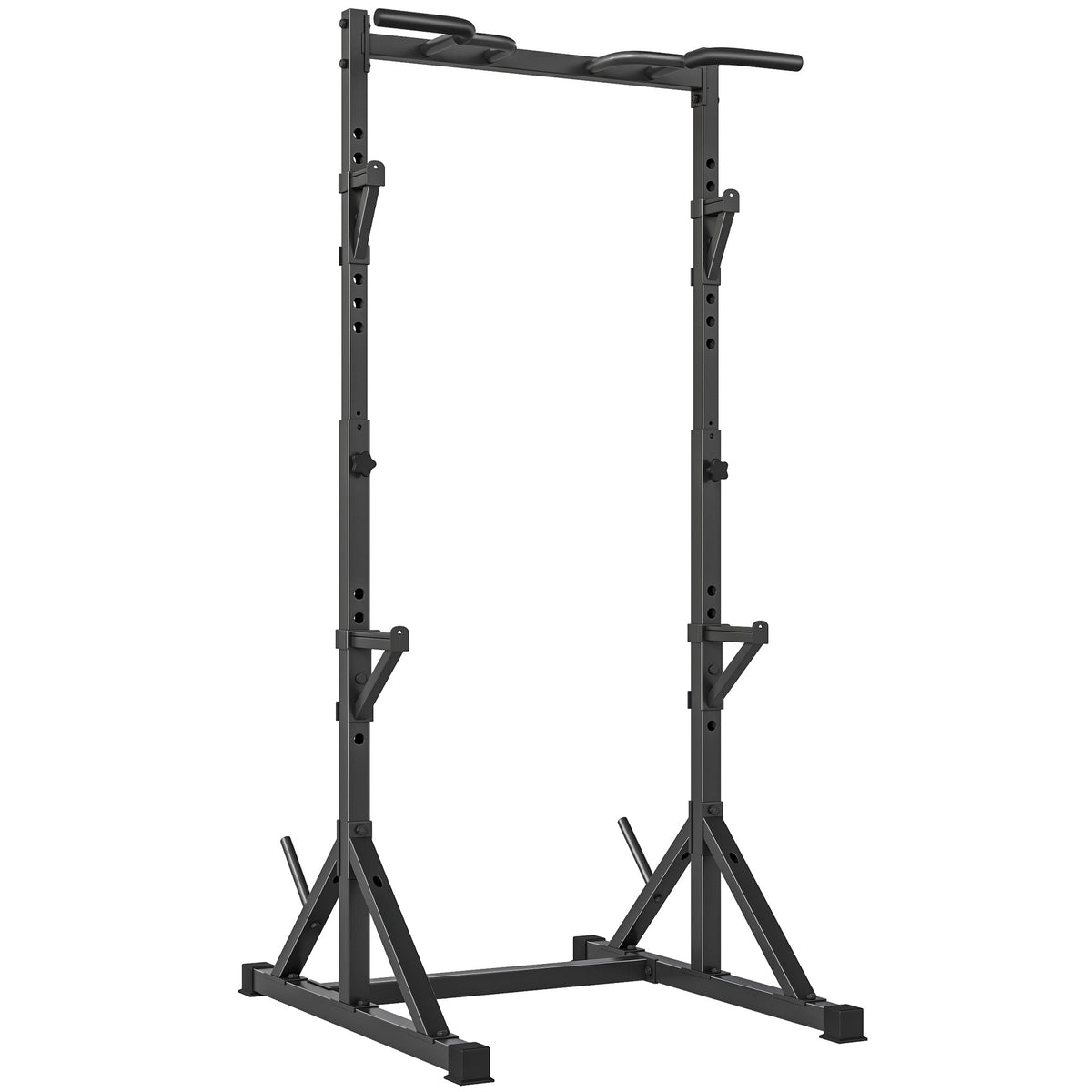 Justerbart knebøy-stativ med pullup-stang, 200 kg, svart