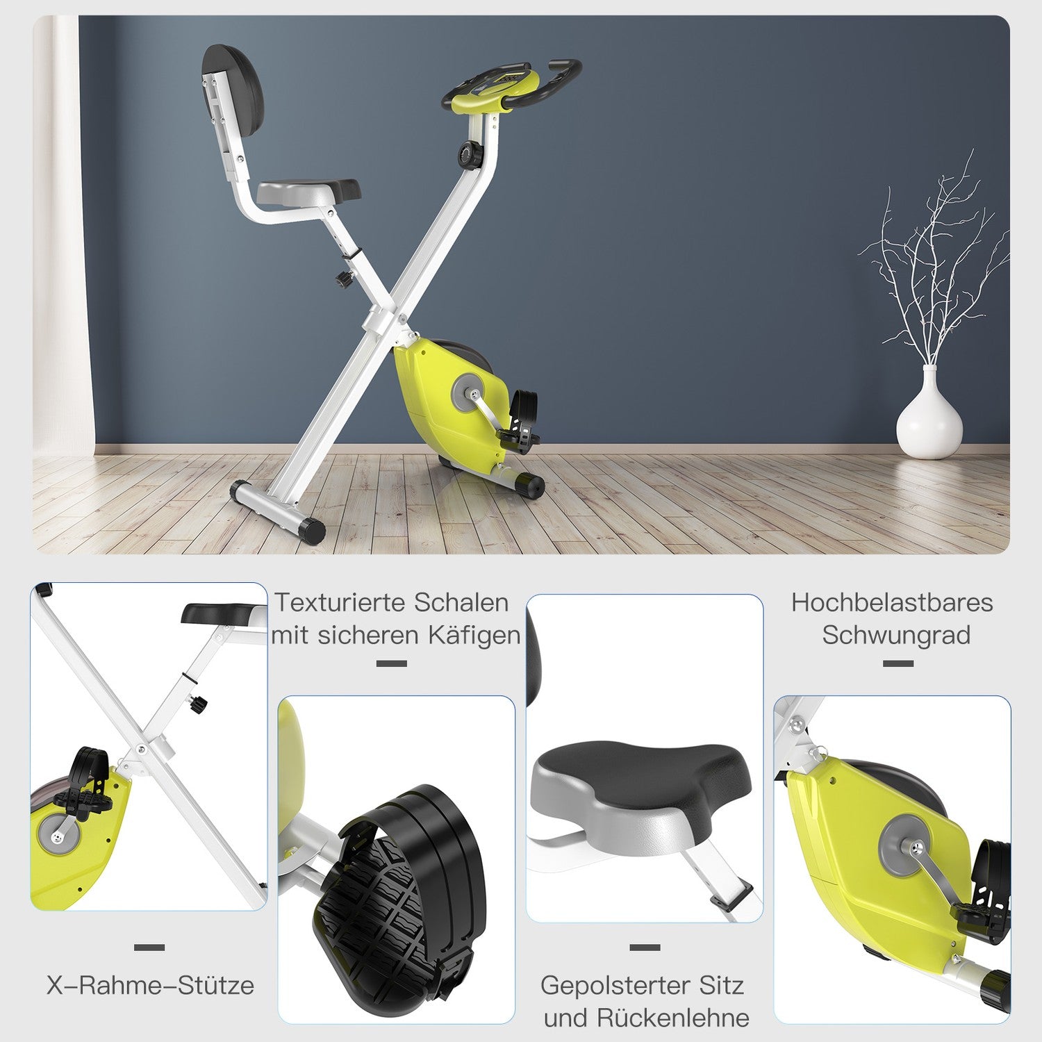 Justerbar motionscykel med magnetiskt motstånd, gul/vit