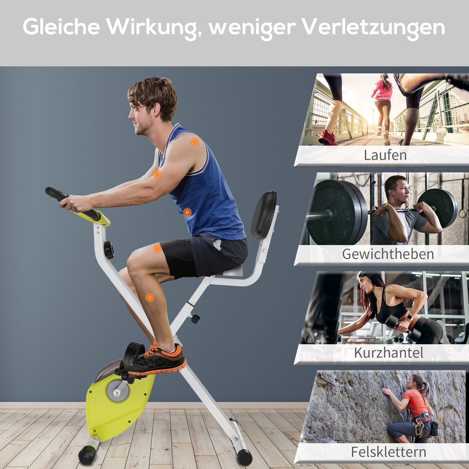 Justerbar motionscykel med magnetiskt motstånd, gul/vit