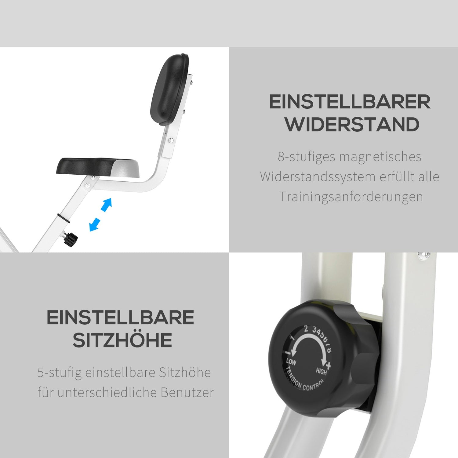 Justerbar motionscykel med magnetiskt motstånd, gul/vit