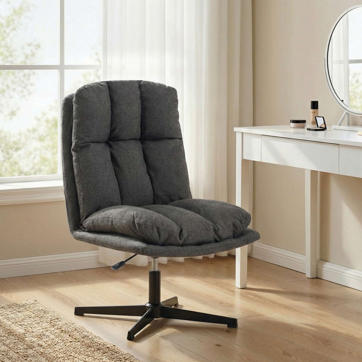 Justerbar snurrestol, 62 cm sete, mørkegrå