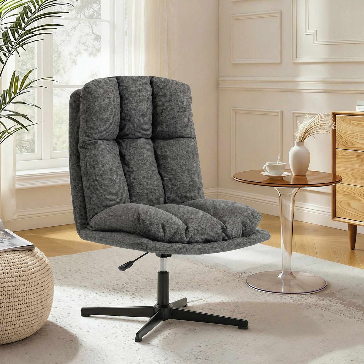 Justerbar snurrestol, 62 cm sete, mørkegrå