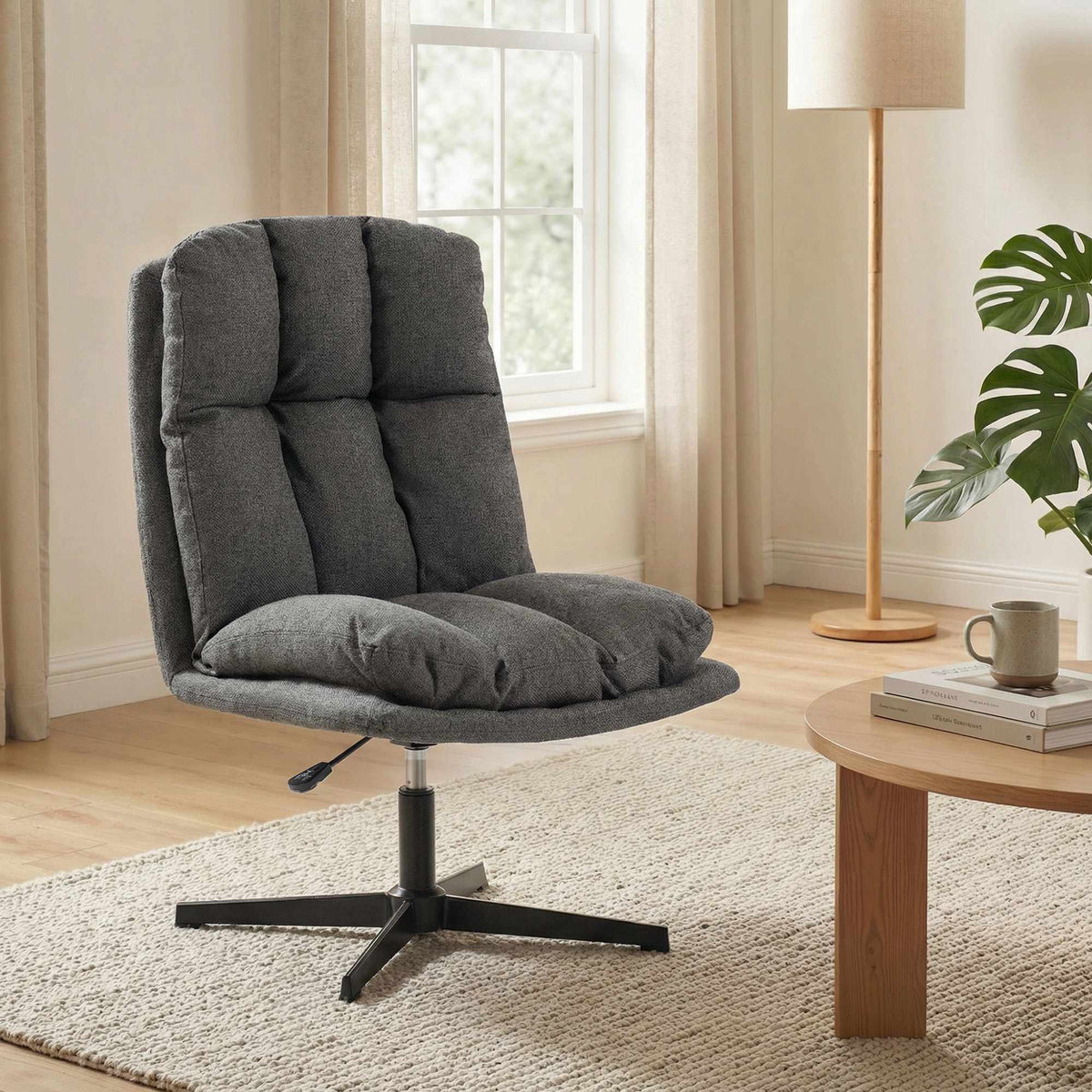 Justerbar snurrestol, 62 cm sete, mørkegrå