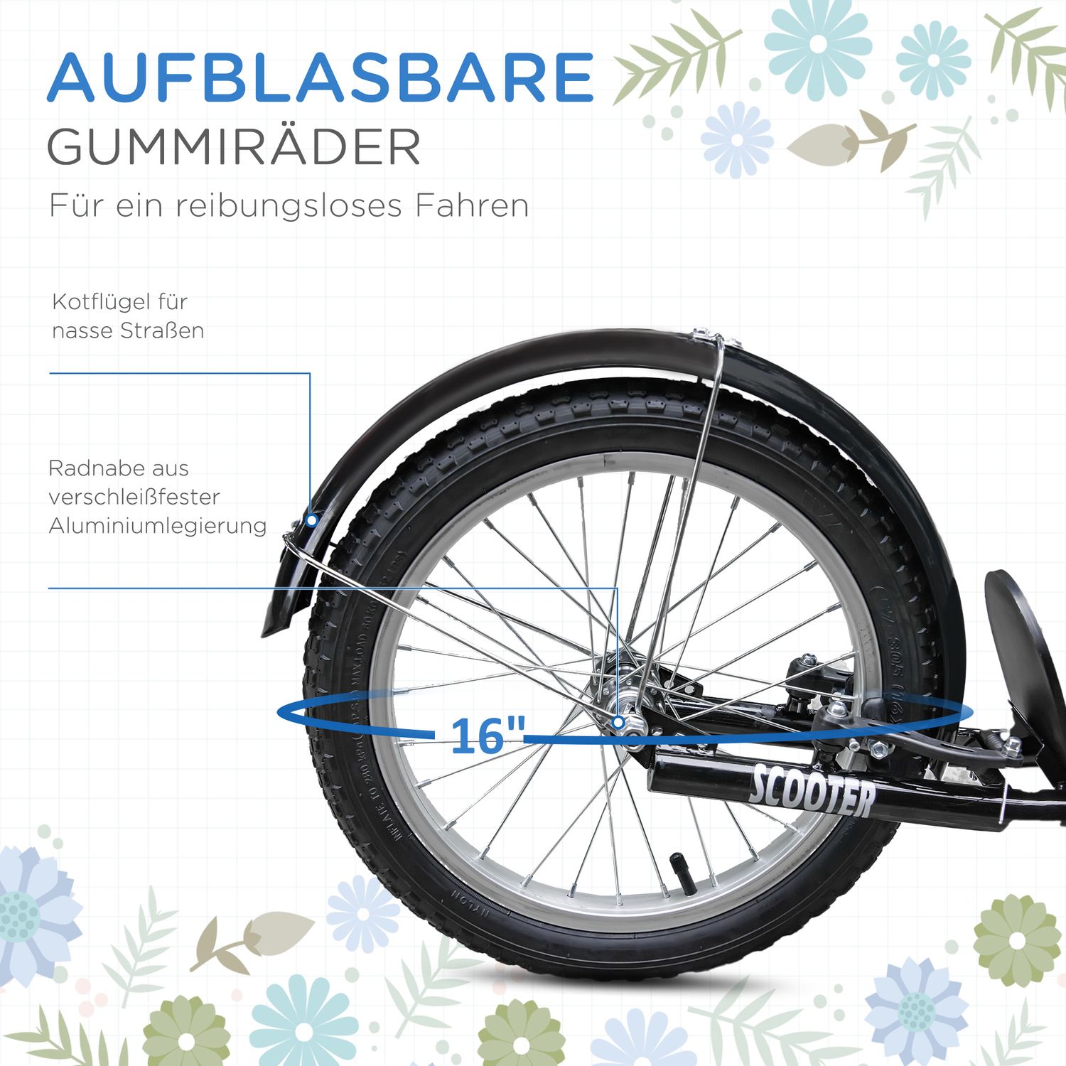 Justerbar sparkskoter för barn med broms och korg