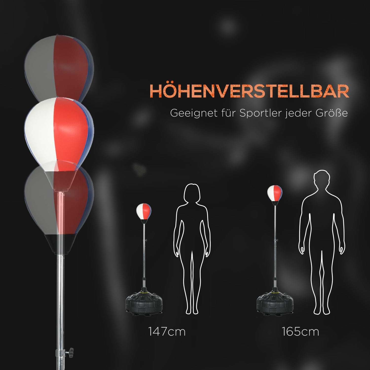 Justerbar stående boxningspåse 147–165 cm, Svart
