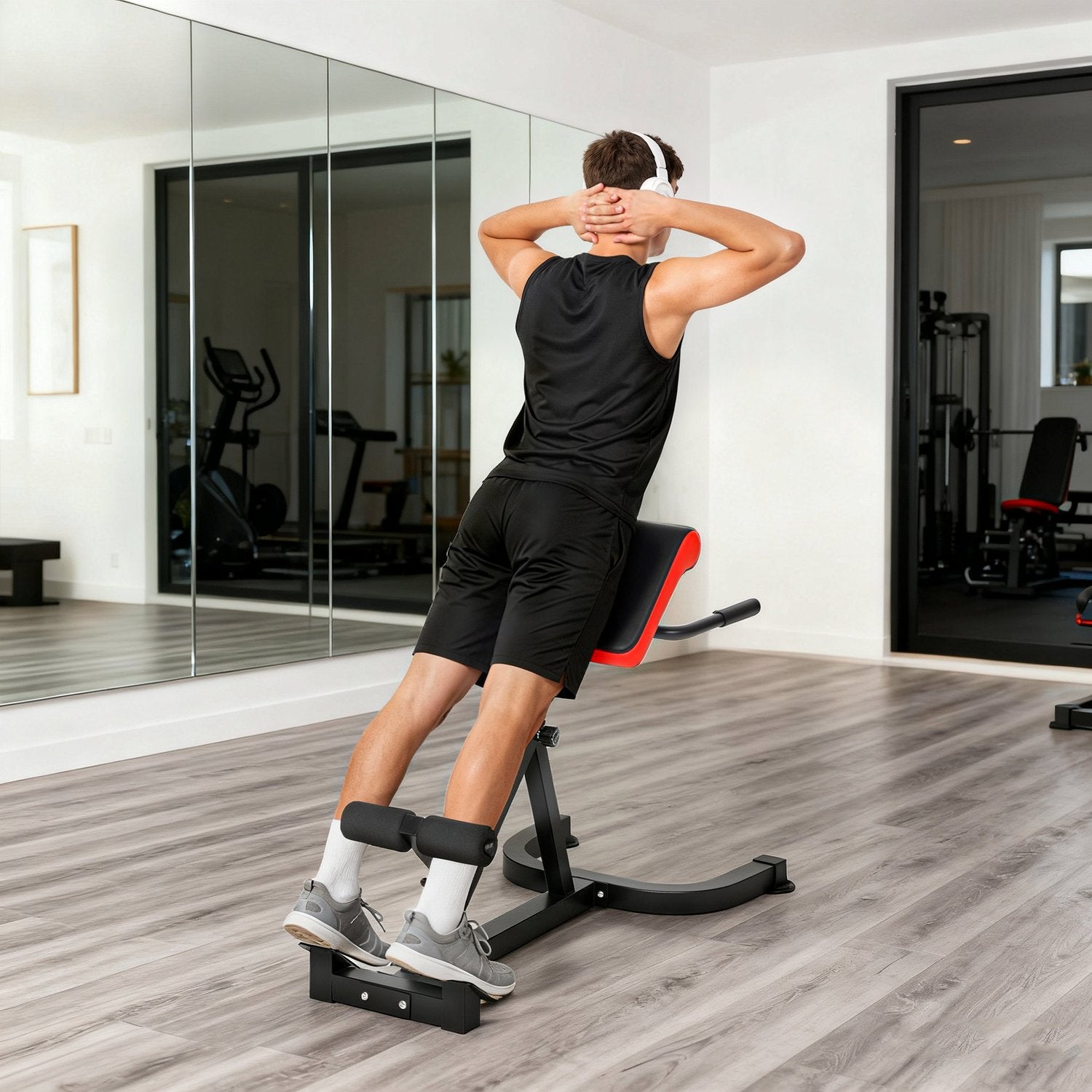Justerbar stålträningsbänk – Röd/Svart, Hemmagym