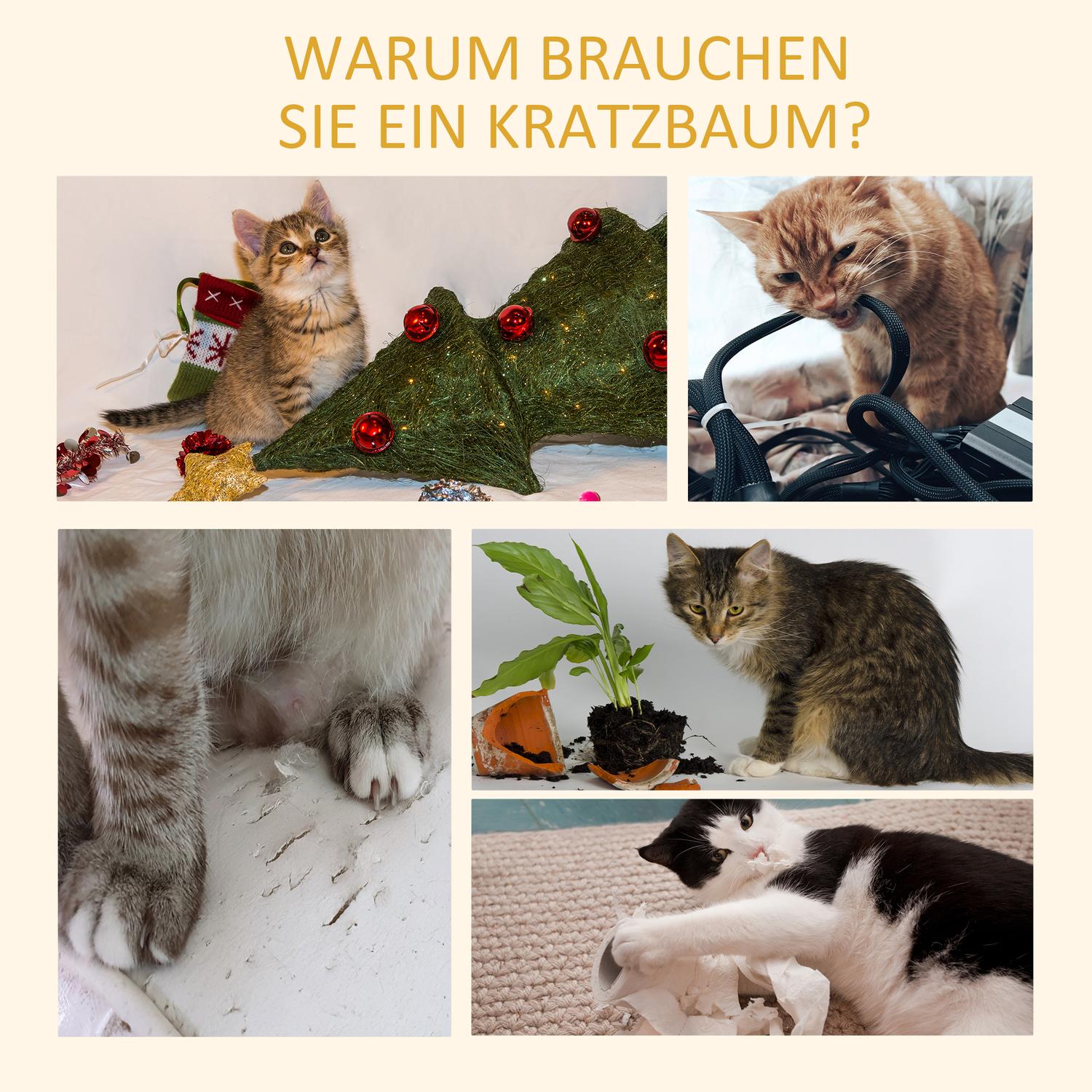 Justerbart Cat Scratching & Climbing Tree, ljusbrun