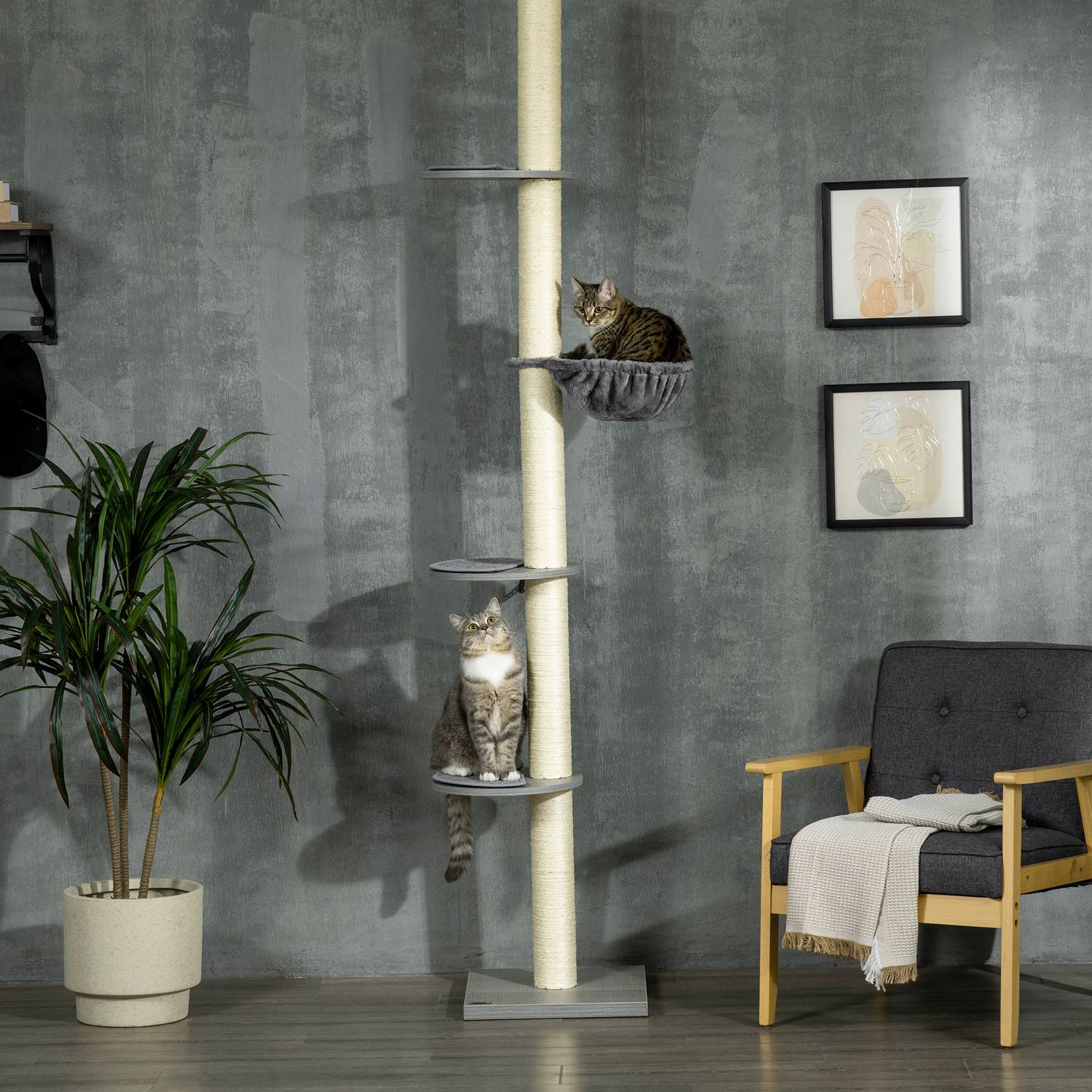 Justerbar takskrapstolpe, 230-250 cm, grå/kräm