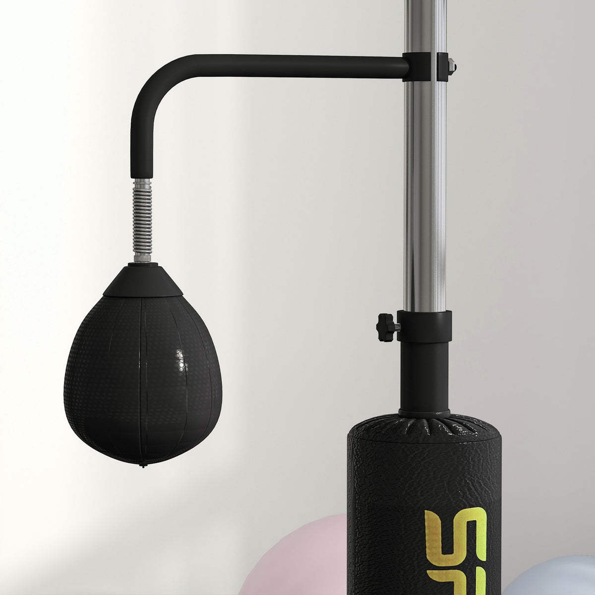 Justerbart boksestativ med speedballer, sparkpute, stål