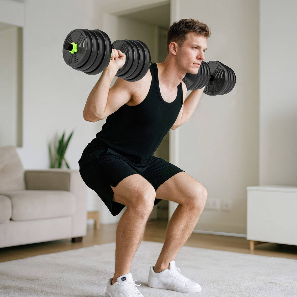 Justerbart hantelsett på 30 kg – styrketrening hjemme