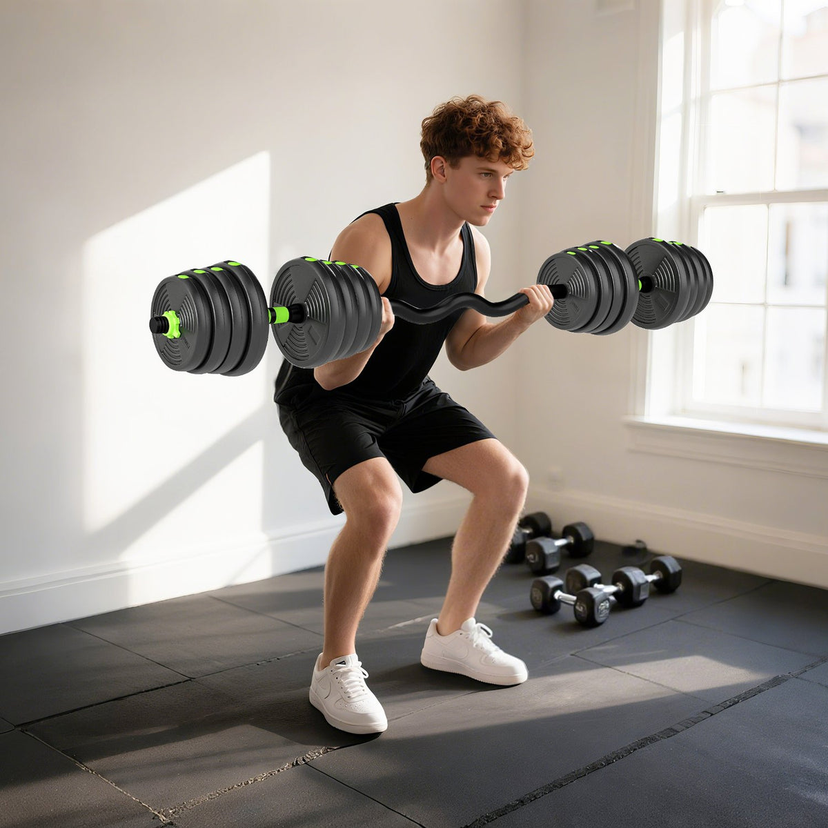Justerbart hantelsett på 30 kg – styrketrening hjemme