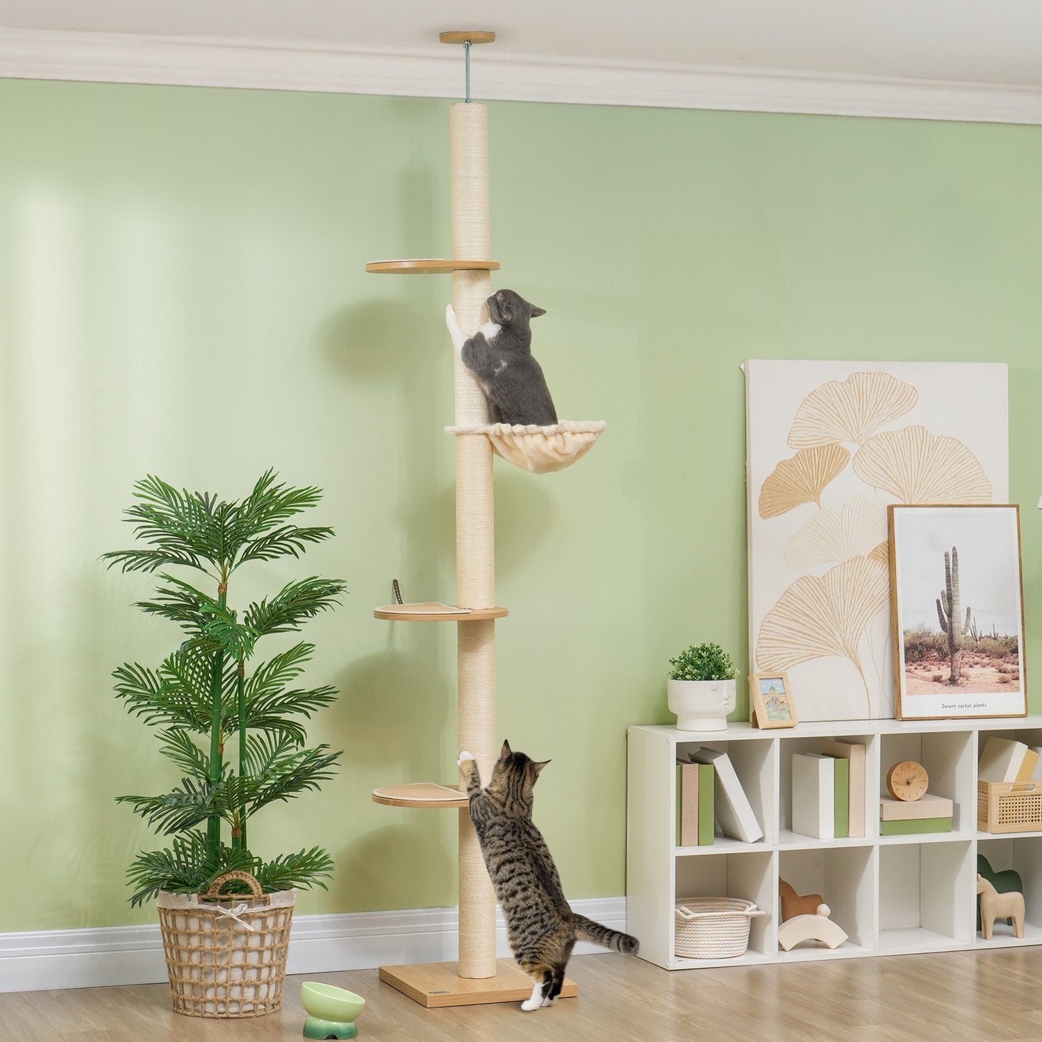 Justerbart kattträd med hängmatta, takhöjd 230-250cm