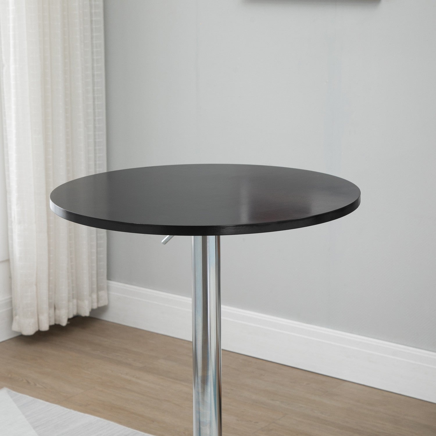 Justerbart rundstångsbord, roterande stål, svart Ø61cm