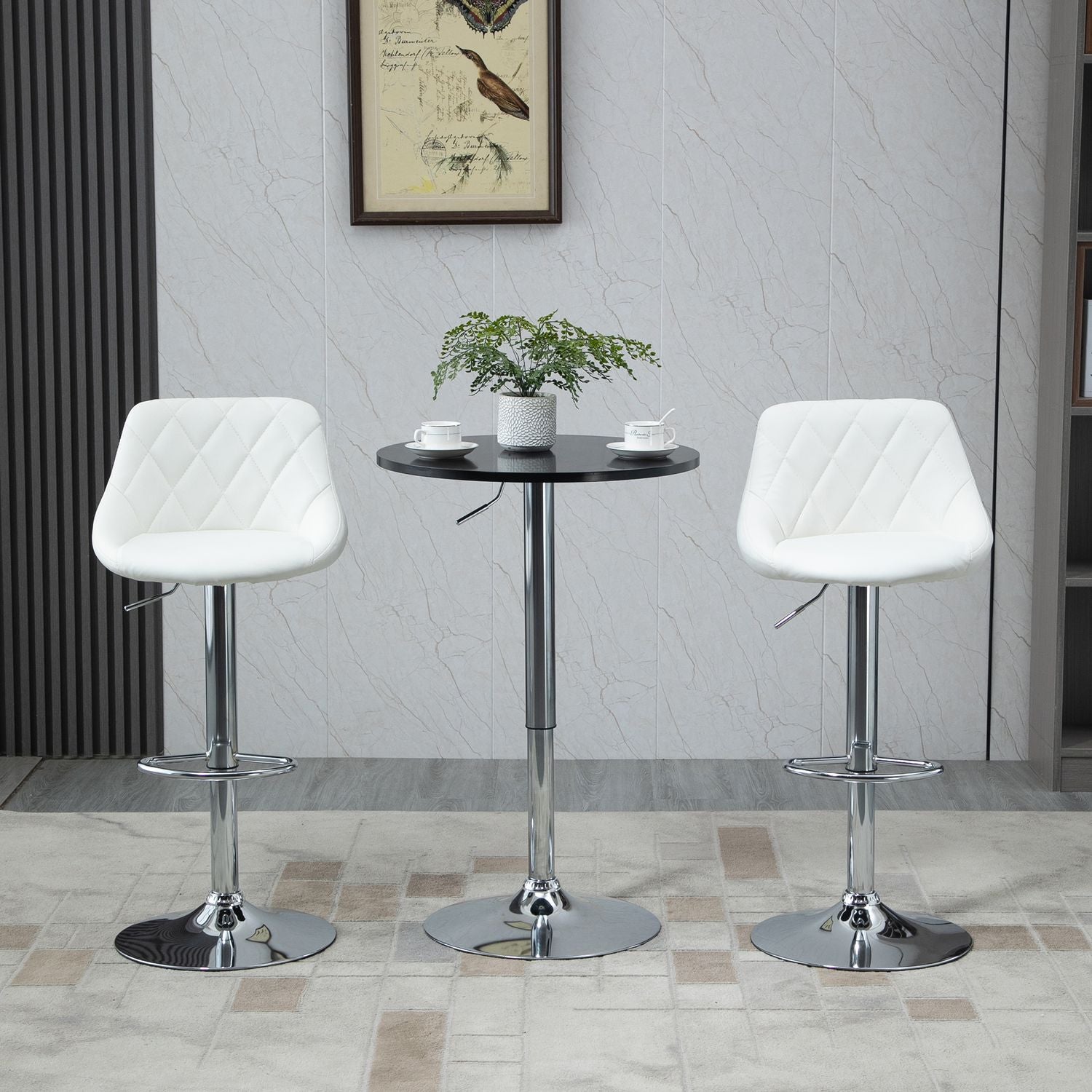 Justerbart rundstångsbord, roterande stål, svart Ø61cm