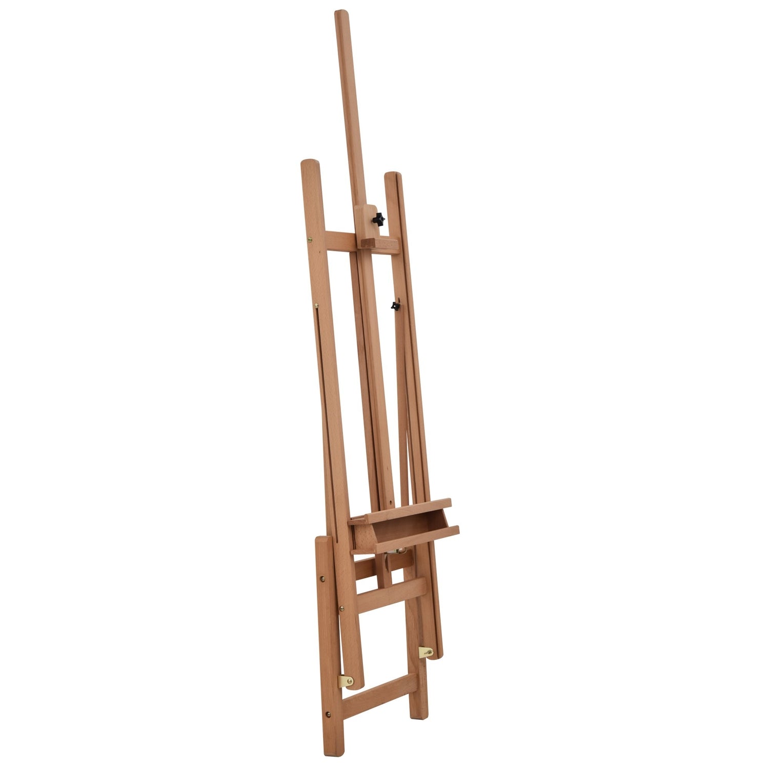 Justerbart staffli i bokträ med förvaring, 53-230cm