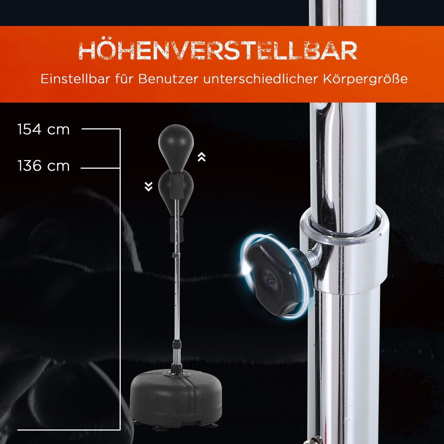 Justerbart stansbollsställ med handskar, 136-154 cm – Svart