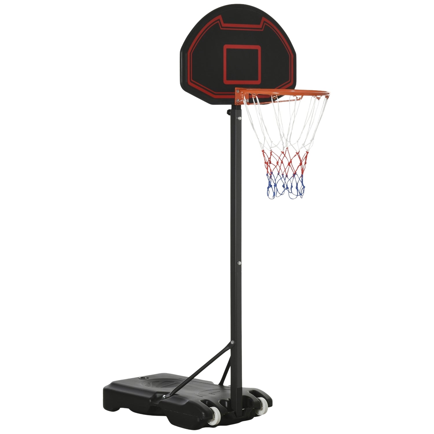 Justerbar utomhusbasketbåge med hjul, 195-250 Cm