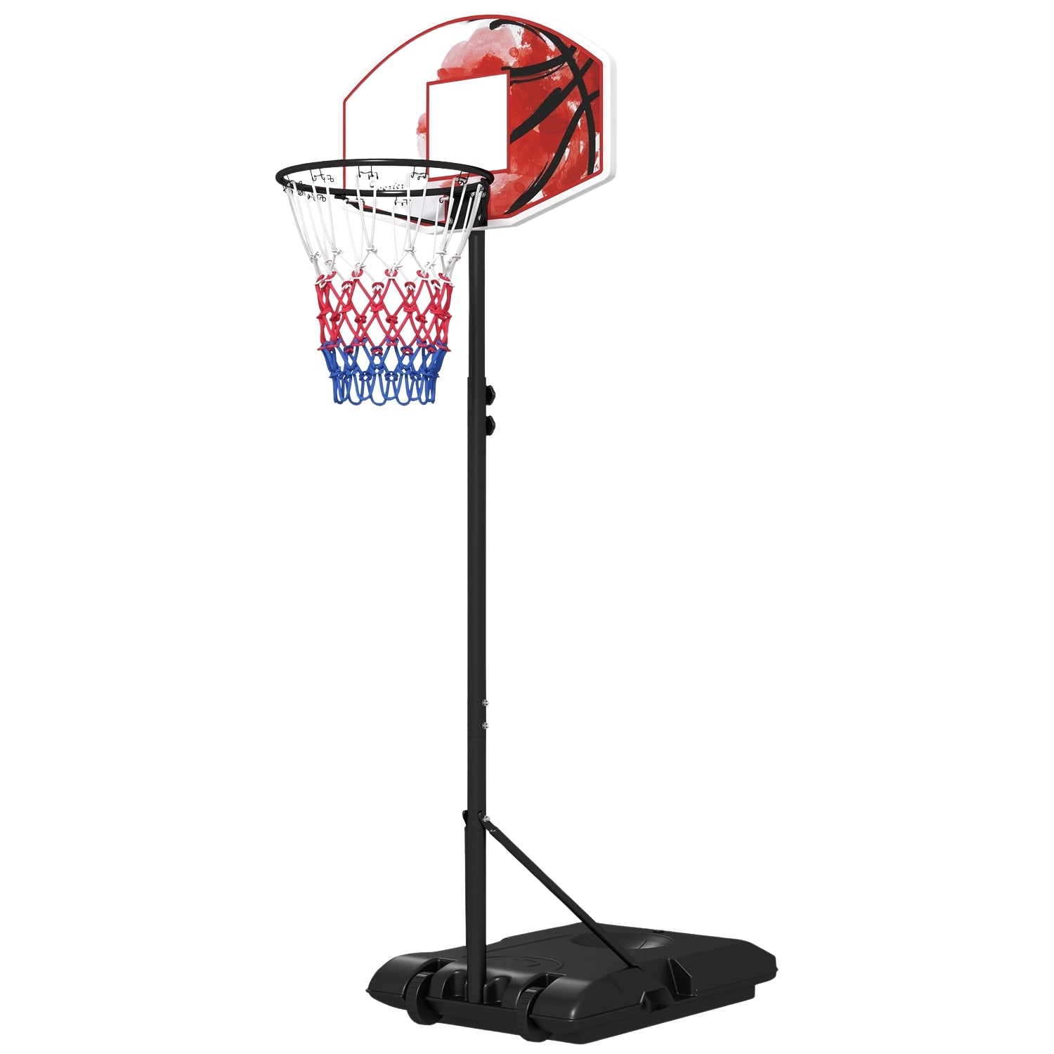 Justerbar utomhusbasketbåge med hjul – stål, flerfärgad