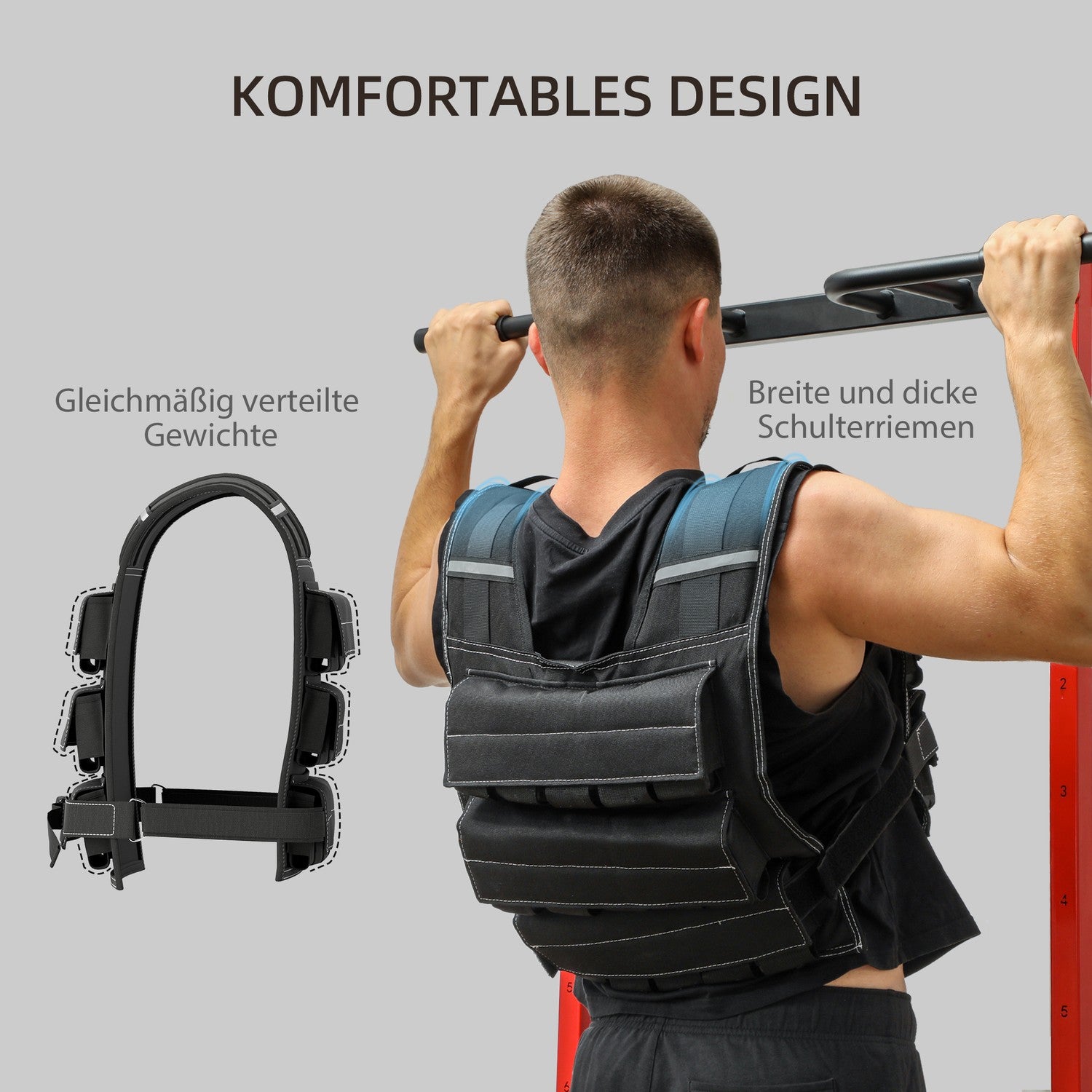 Justerbar 20 kg viktväst med reflexremsor för fitness