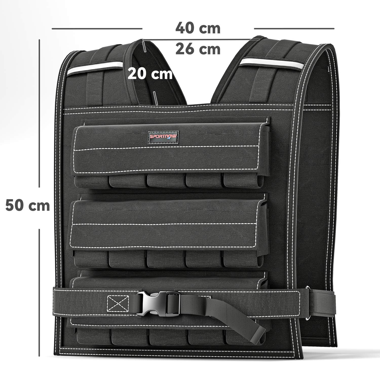 Justerbar 20 kg viktväst med reflexremsor för fitness
