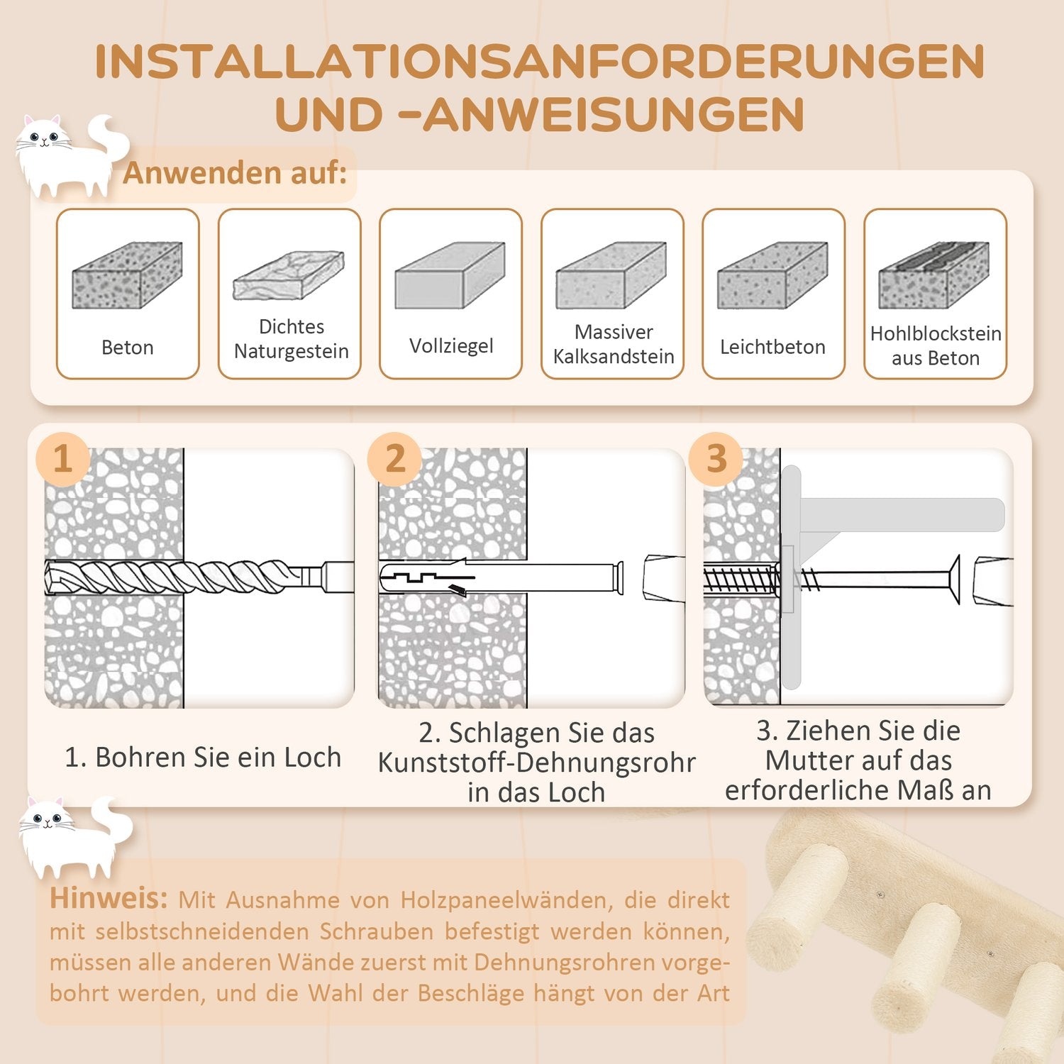 Cat klätterväggset med skrapstolpe, sisal, beige