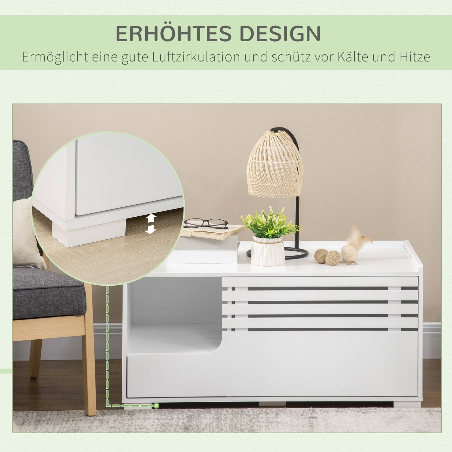 Kattskåp – Sidobord, vit MDF