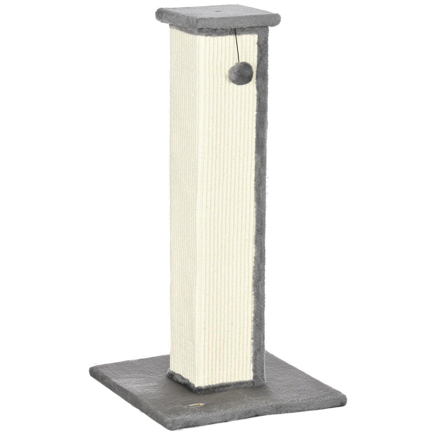 Kattskrapstolpe, 81 cm sisal, grå och kräm med lekboll