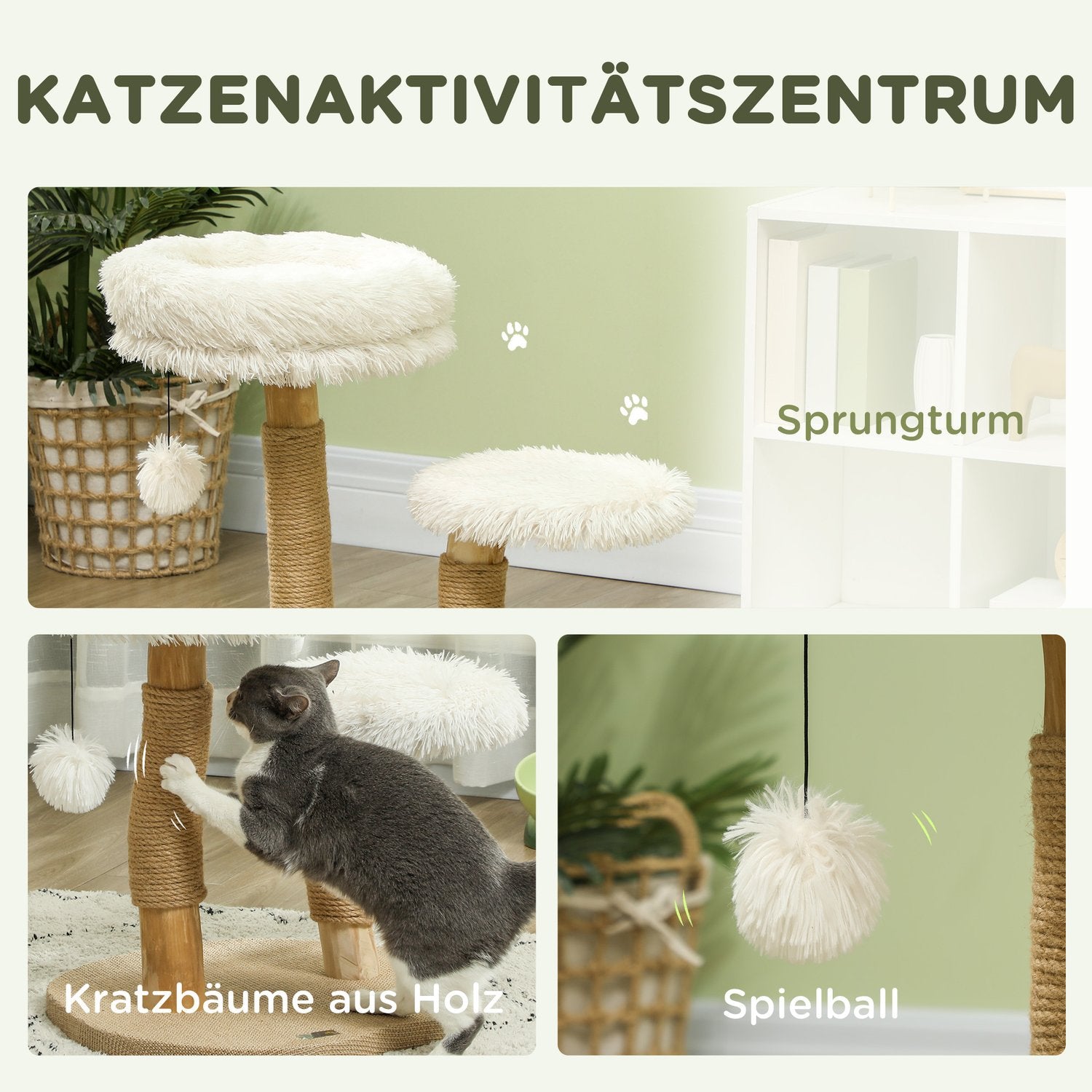 Kattskrapstolpe med lekboll, sängar, för katter <5 kg