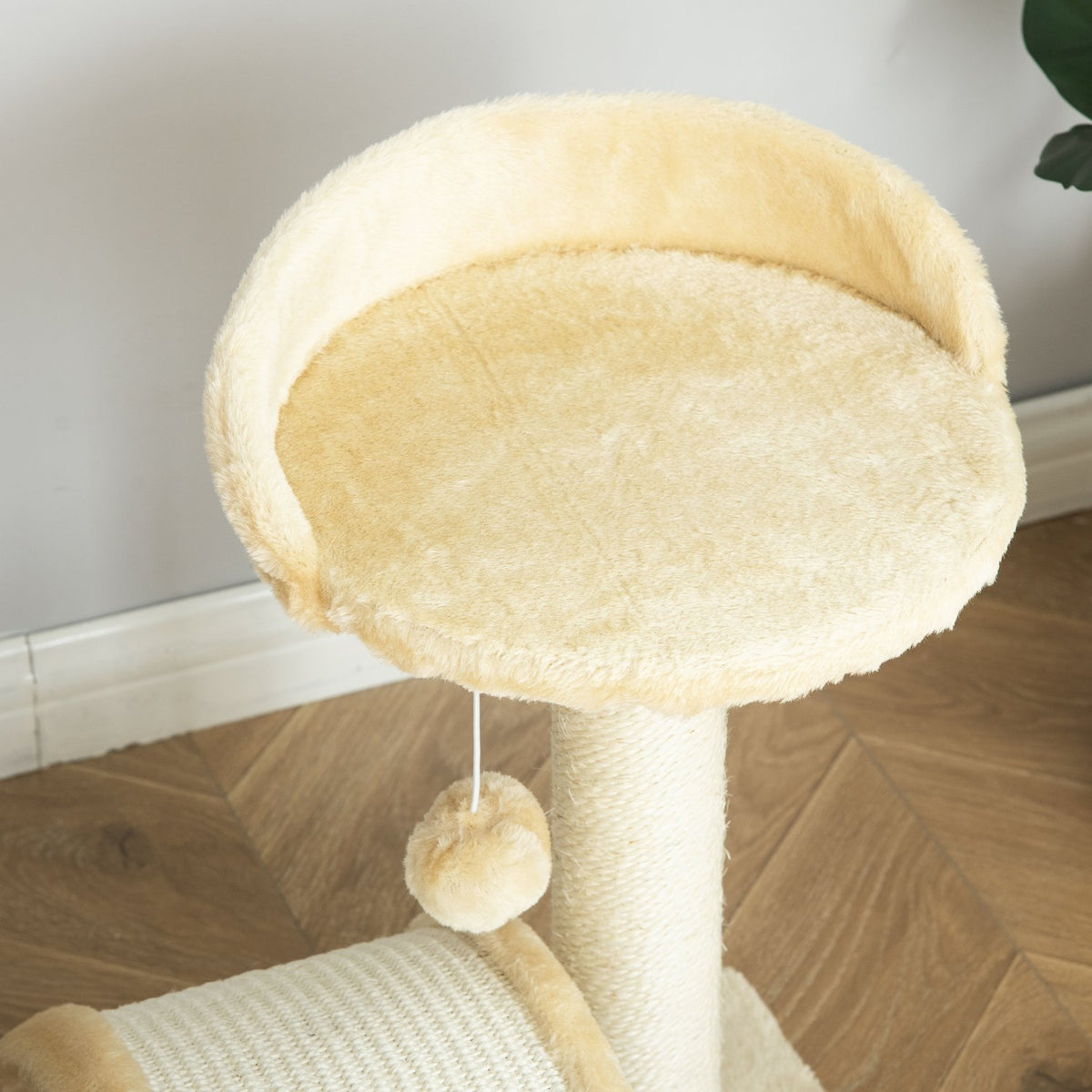 Kattskrapstolpe med sisalrep, Beige, 35,5x37x46cm