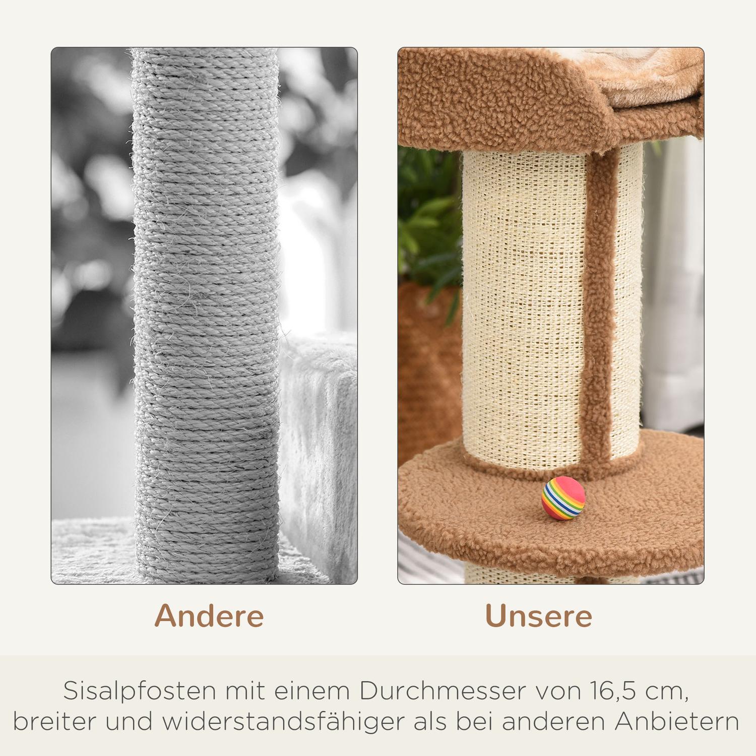 Kattskrapträd med avtagbara kuddar, sisal, 45x45x91cm