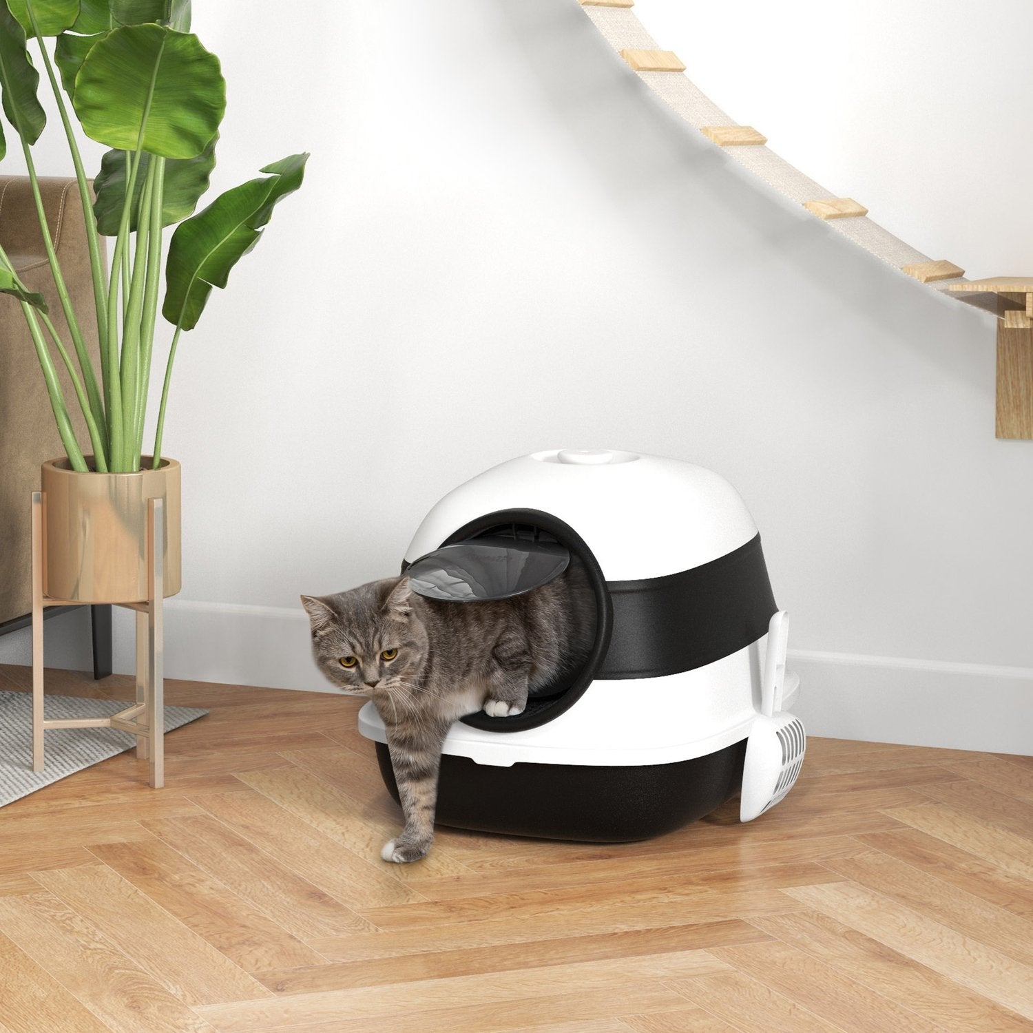 Kattlåda med deodorant, skopa & gallergolv, stor