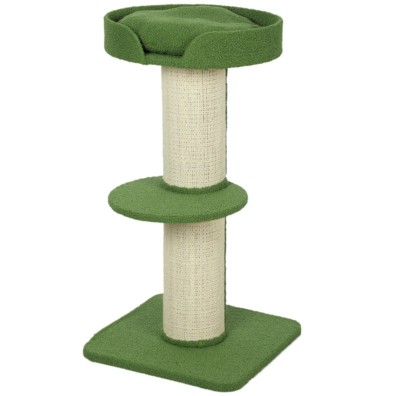Kattträd 91cm med säng, plattformar, sisalstolpar, grönt
