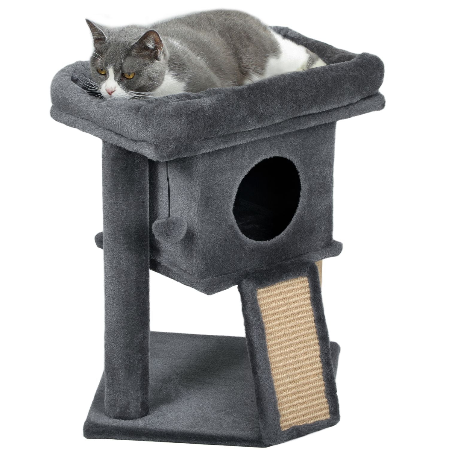 Kattträd med juteskrapsmatta, Beige, 40x40x57 cm