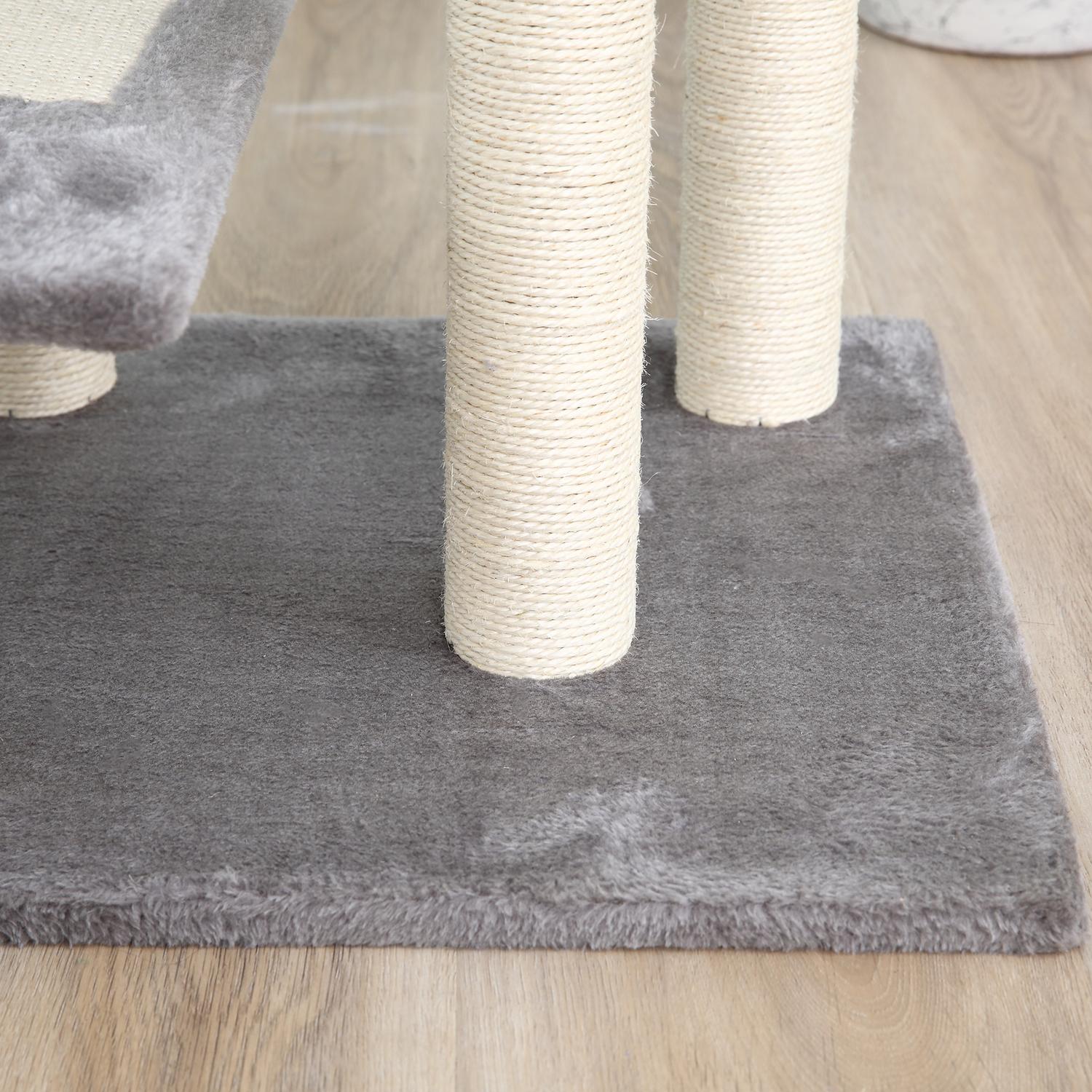 Kattträd med skrapstolpe, 5 nivåer, beige/grå