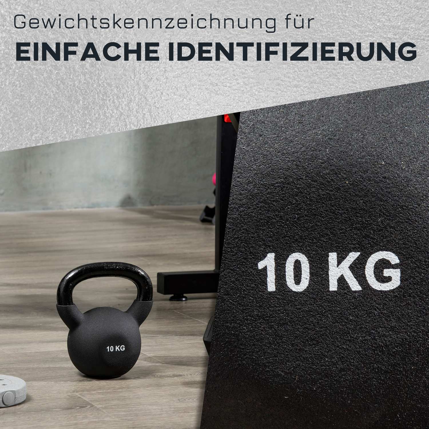 Kettlebell 10 Kg, Neoprenbelagt gjutjärn, golvvänlig