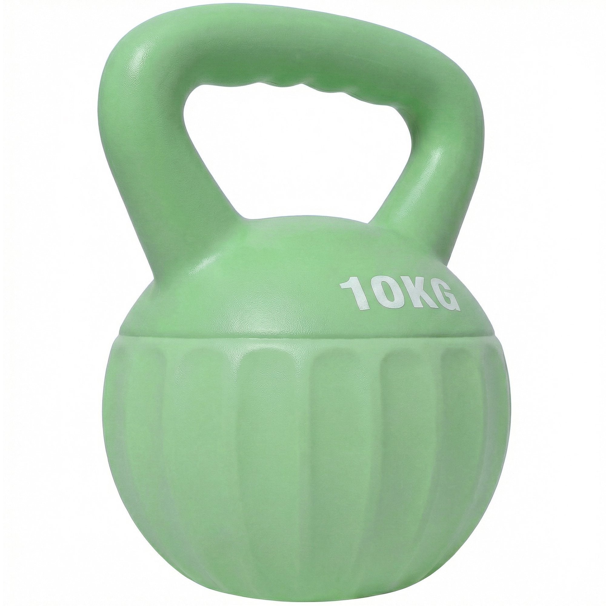 Kettlebell 10kg sandfylld, halkfritt grepp, grön