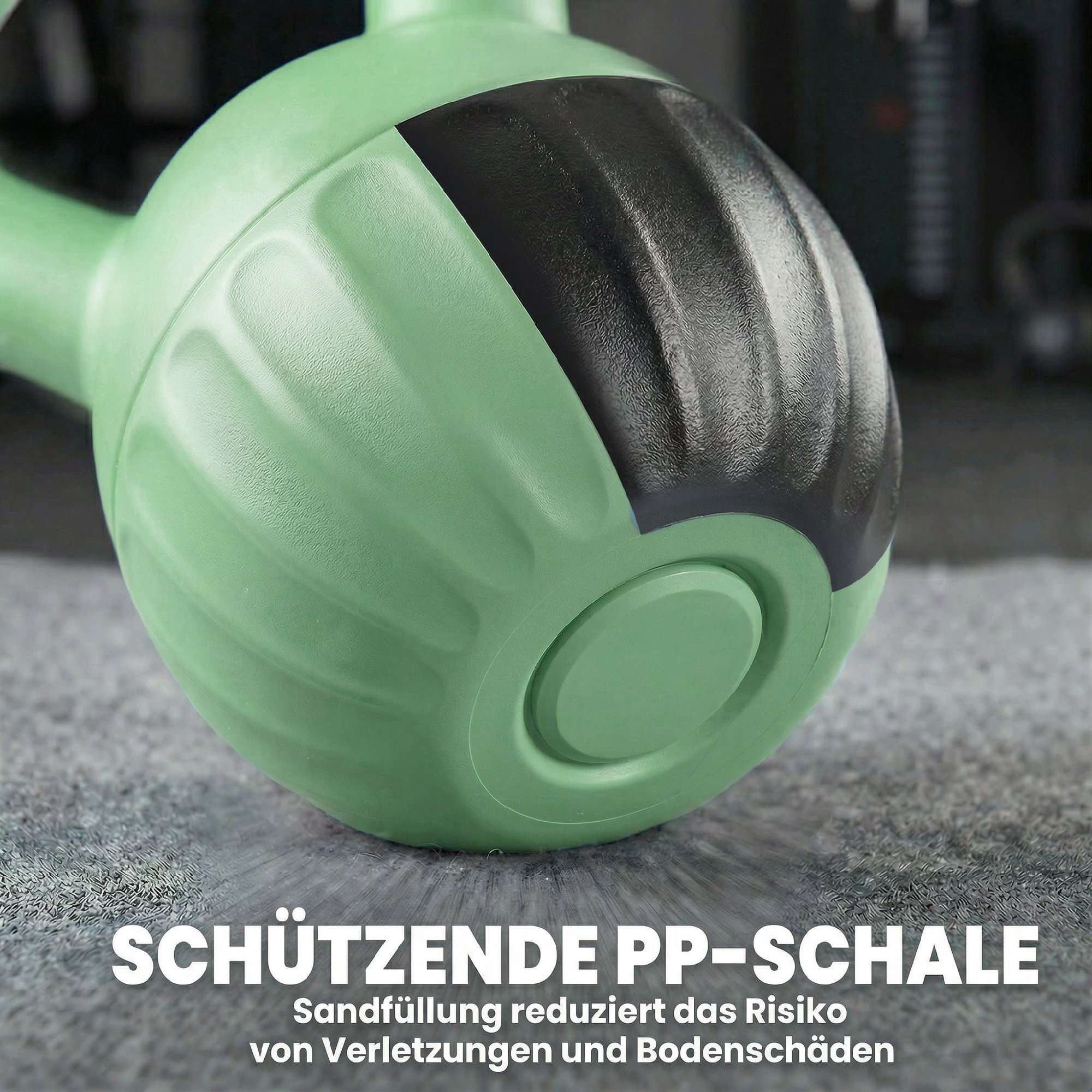 Kettlebell 6kg sandfylld, halkfritt grepp, grön