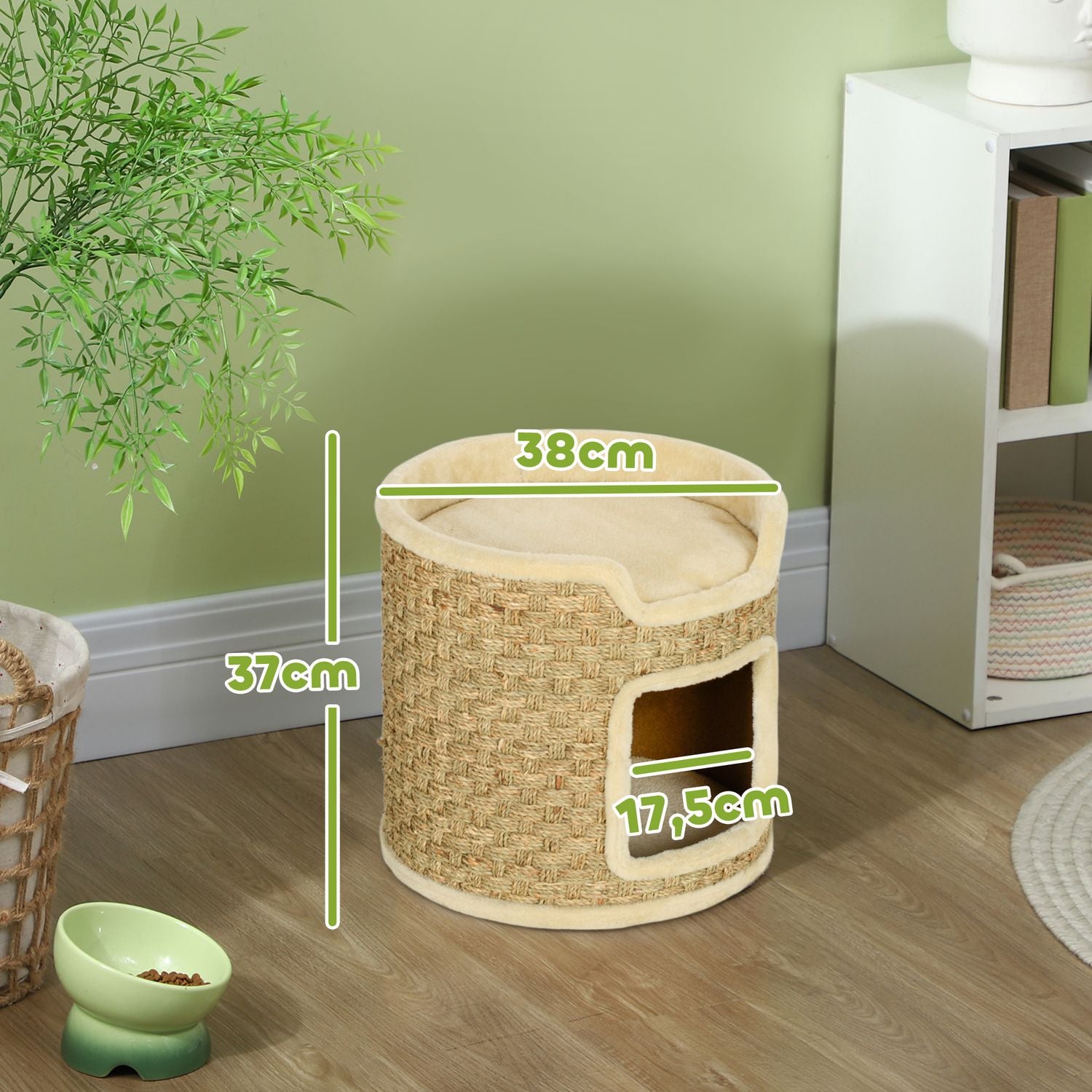 Cat Tower – 37 cm Sisal fat, dubbelnivå, Khaki