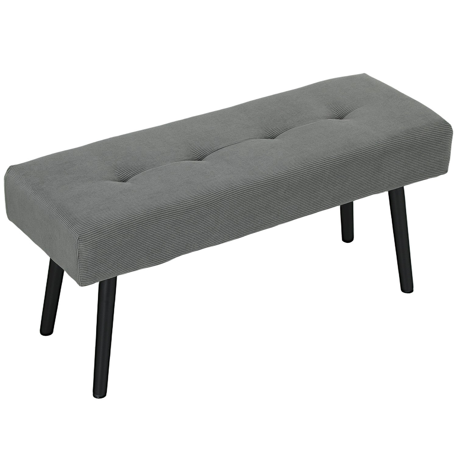 Klädd bänk med manchesteröverdrag, sängbänk med metallben, skobänk 100 x 36 x 45 cm grå