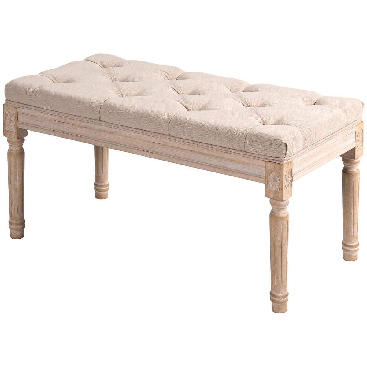 Trukket vintagebenk, linbeige, 120 kg kapasitet
