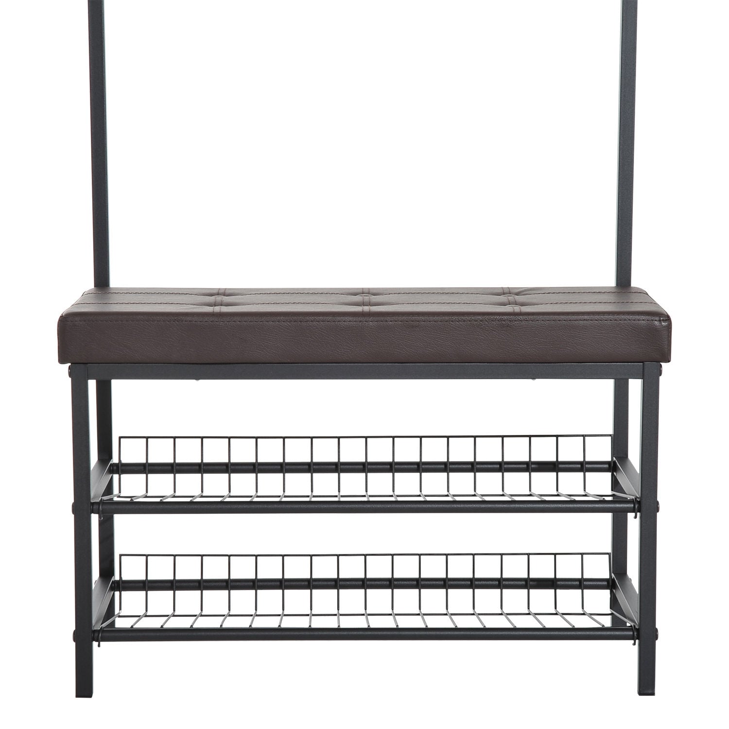 Coat Rack Bänk Combo med metallram och förvaringshyllor