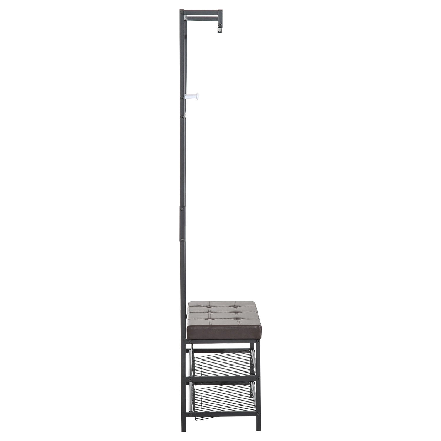 Coat Rack Bänk Combo med metallram och förvaringshyllor