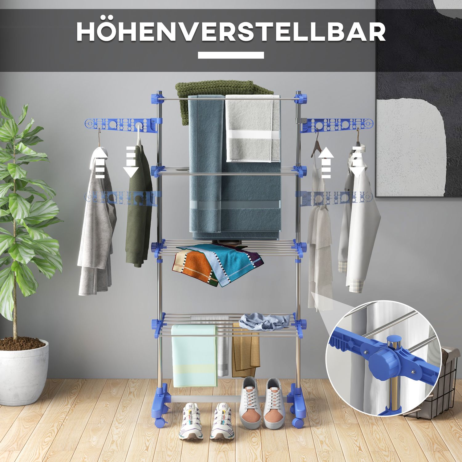 Stål Kläder Airer Tower, hjultork med hopfällbara vingar