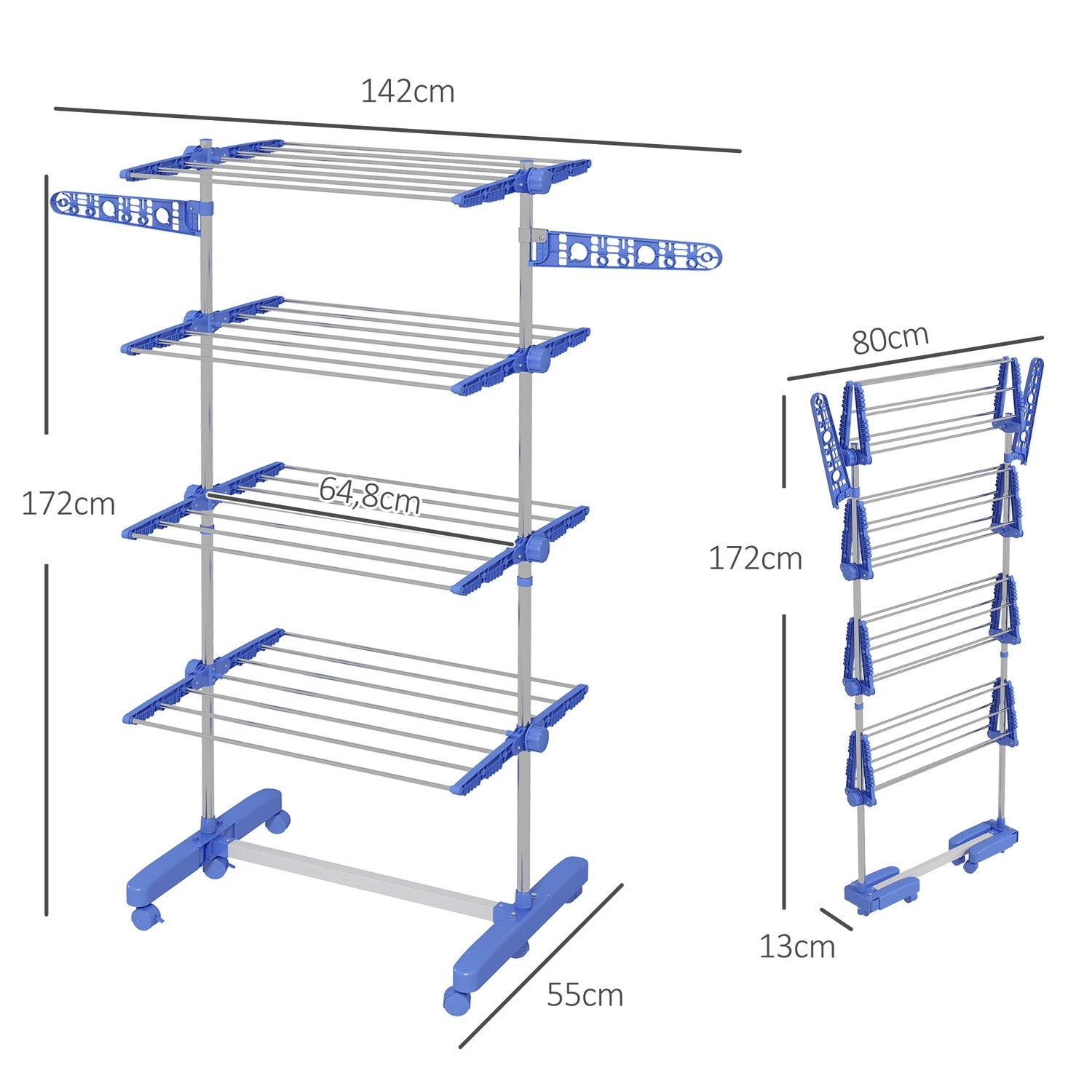 Stål Kläder Airer Tower, hjultork med hopfällbara vingar
