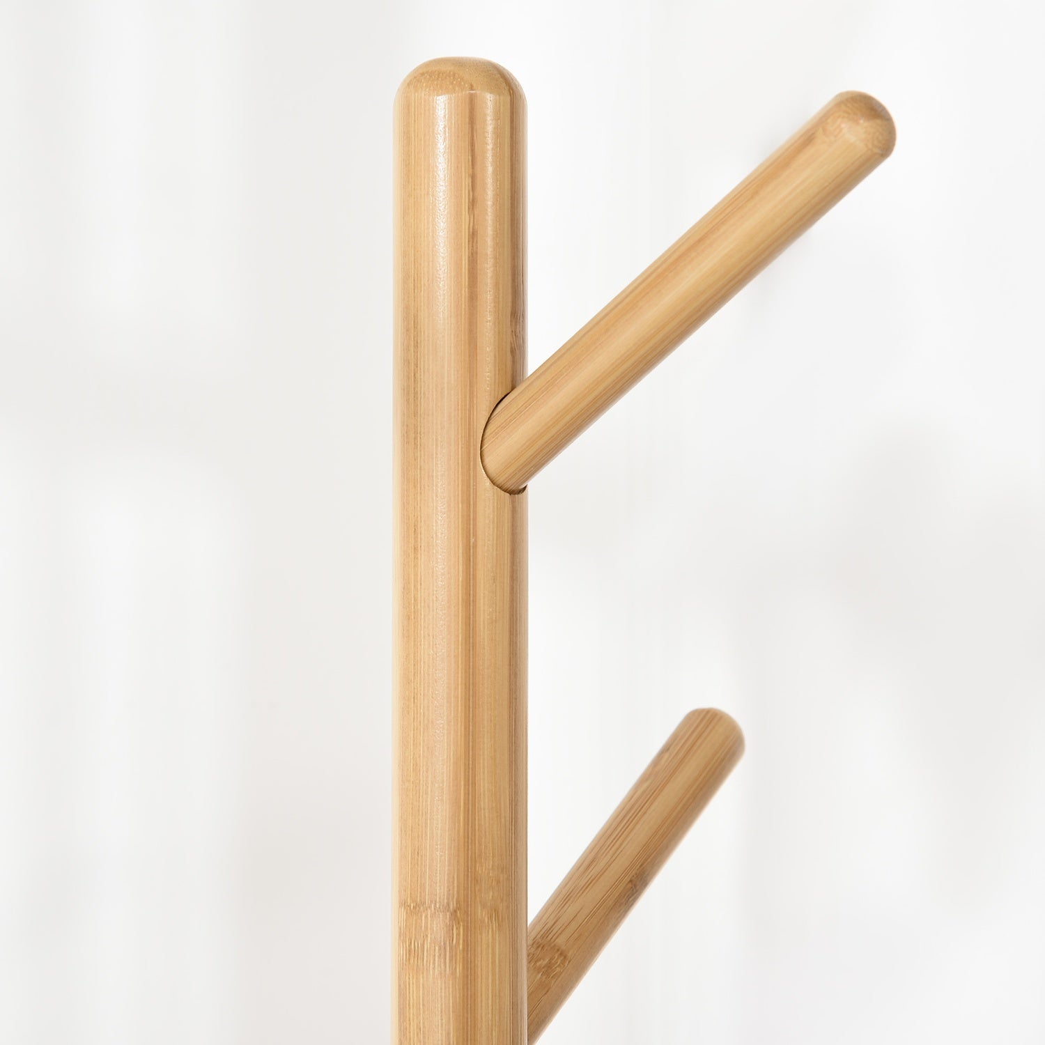 Klädstativ med 5 krokar & sidobord, 171 cm, natur/vit